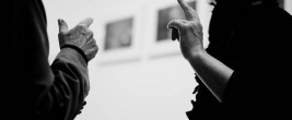 Conversation in gallery